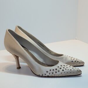 St. John Satin Embellished Studded Formal Evening Heels Size 8